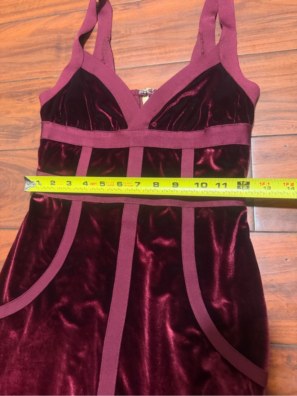 House of CB Burgundy Velvet Structured Bodycon Mini Dress - Picture 4 of 10